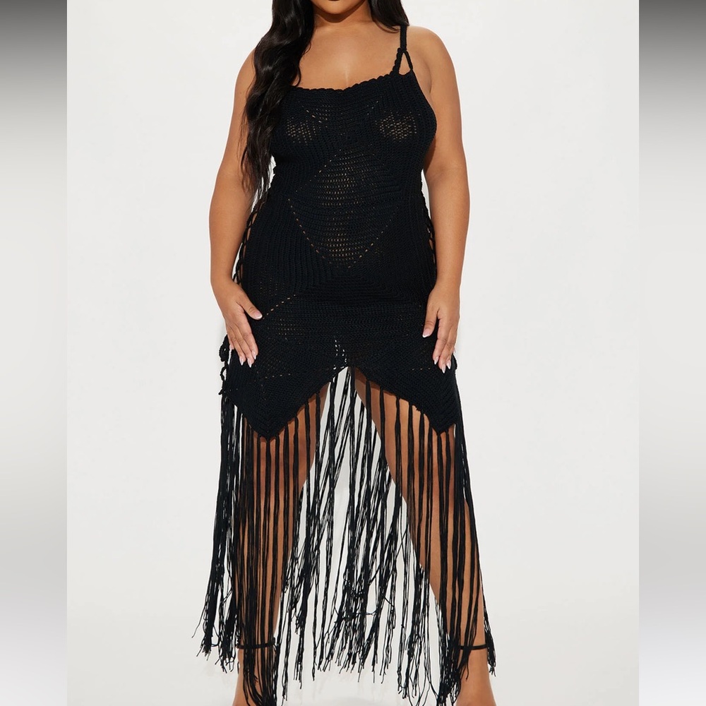 Black Crochet Mini Dress
